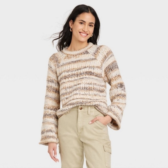 ๐๏ธ๐ท Universal Thread Chunky Knit Sweater Long Sleeve Rolled Hem Brown - XS - Picture 1 of 15